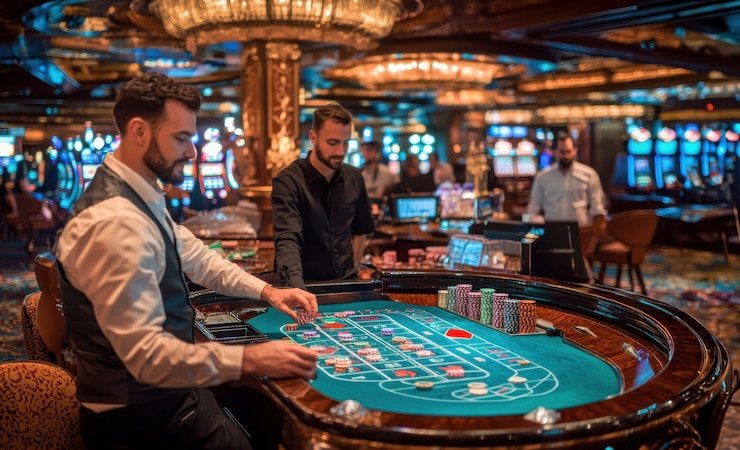 Tampilan meja Texas Hold'em Bonus dengan dealer langsung di kera303